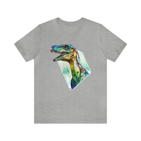 Stained Glass Velociraptor - Short Sleeve Tee Athletic Heather
